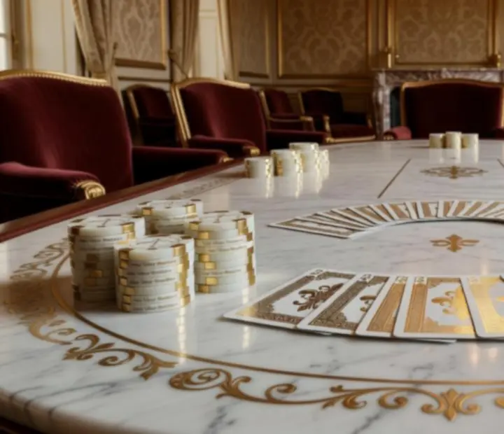 Table de poker récréatif éclairée avec une ambiance chaleureuse et élégante